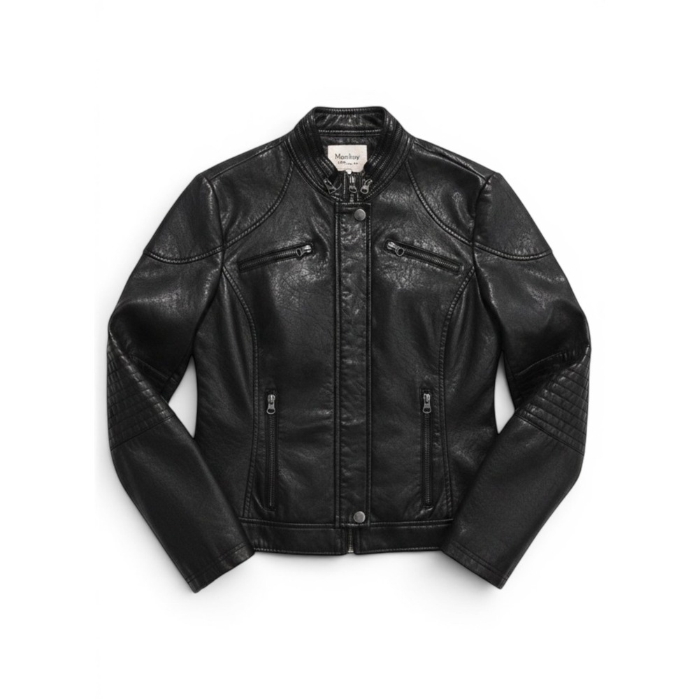 Maralyn & Me Faux Leather Moto Jacket Womens L Biker Goth Edgy Cyberpunk Rocker